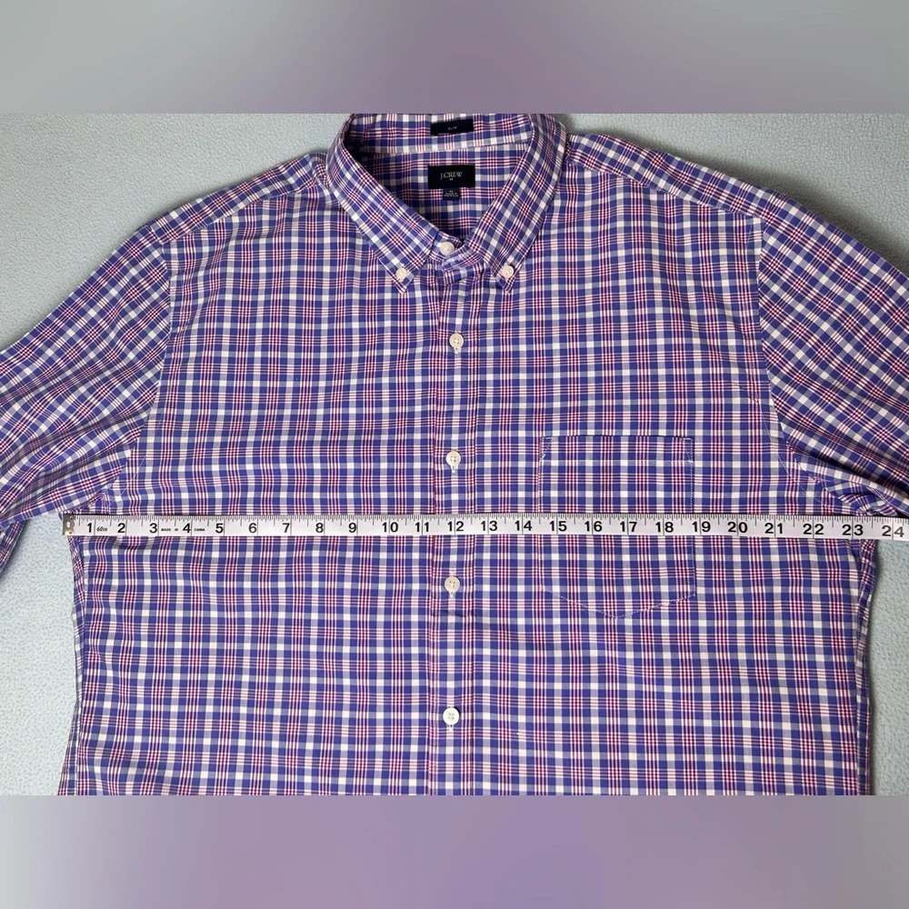 J. Crew Button Down Shirt Plaid Ludlow 120's 2 Ply Long Sleeve Blue Pink Classic